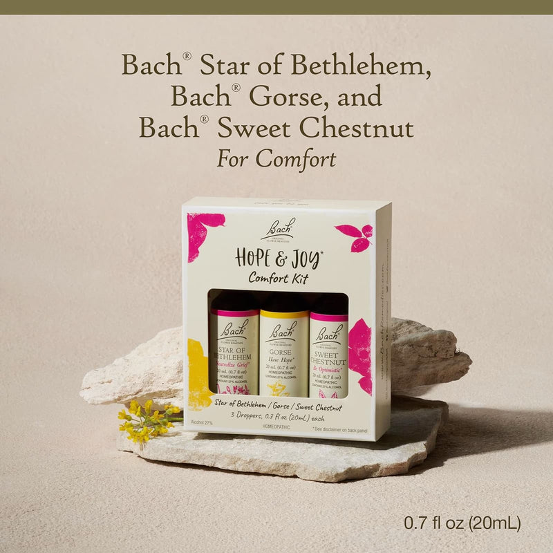 Bach Original Flower Remedies Hope & Joy Comfort Kit: Star of Bethlehem, Gorse, Sweet Chestnut 0.7 fl. oz. ea. (20mL ea.) - DailyVita