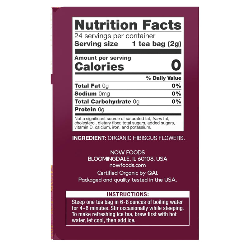 NOW Foods Organically Hip Hibiscus Tea 24 Tea Bags - DailyVita