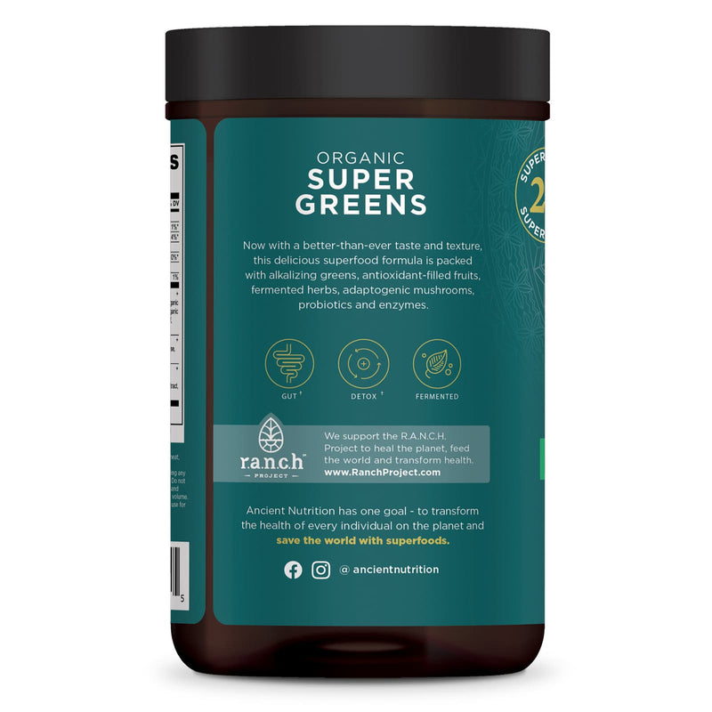 Ancient Nutrition Organic Super Greens Berry 25 Servings - 6.7 oz (189 g) - DailyVita