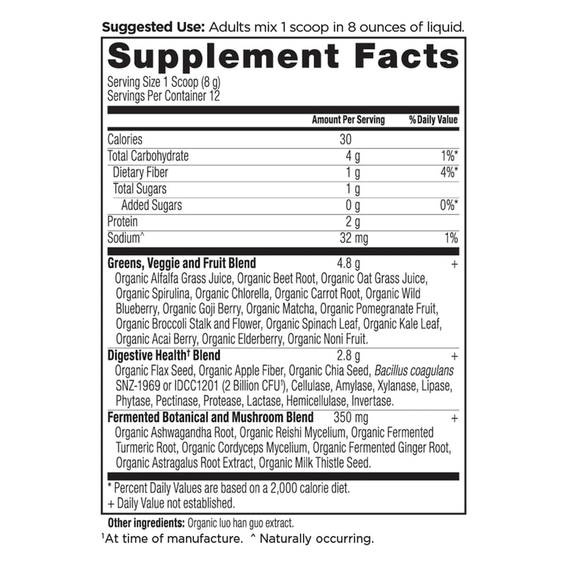 Ancient Nutrition Organic Super Greens Unflavored 12 Servings - 3.4 oz (96 g) - DailyVita