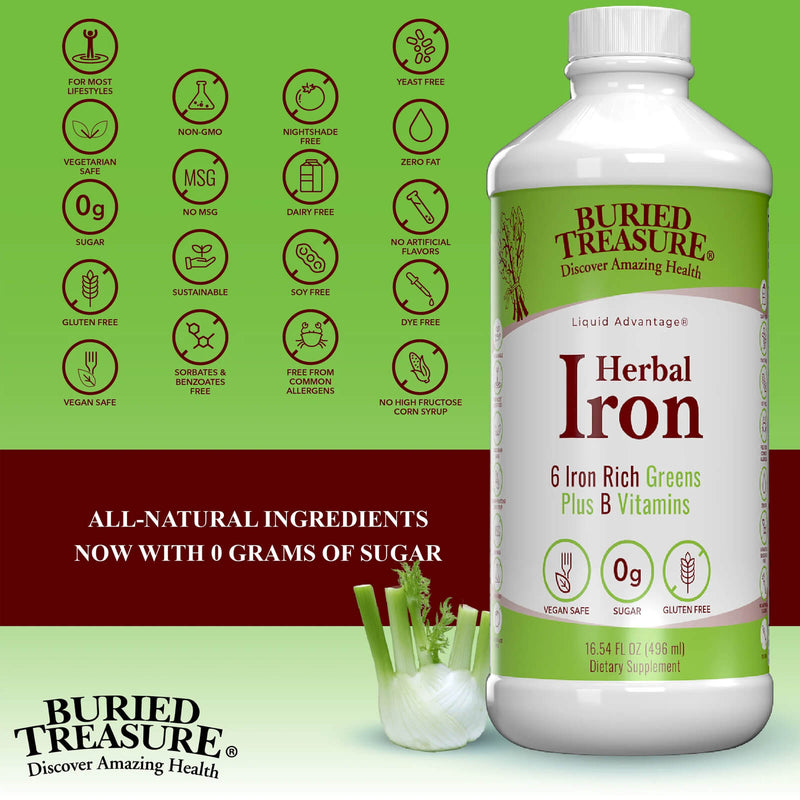 Buried Treasure Herbal Iron Liquid Nutrients 16 fl oz (473 ml) - DailyVita