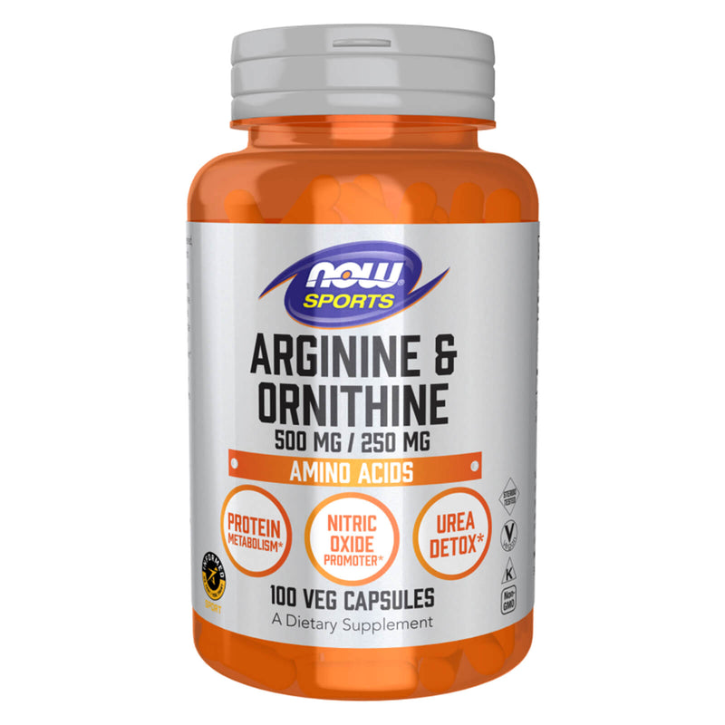 NOW Foods Arginine & Ornithine 500 mg / 250 mg 100 Veg Capsules - DailyVita