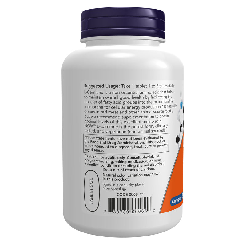 NOW Foods L-Carnitine 1000 mg 100 Tablets - DailyVita