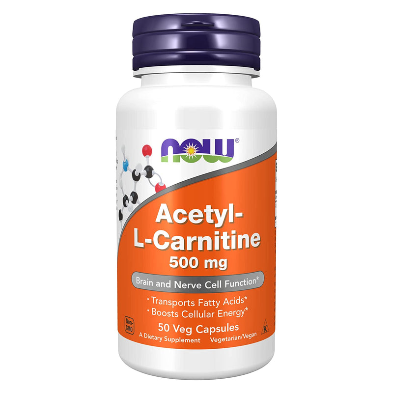 NOW Foods Acetyl-L-Carnitine 500 mg 50 Veg Capsules - DailyVita