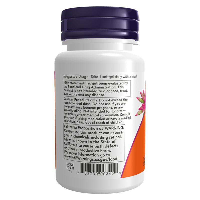 NOW Foods Vitamin A 25,000 100 Softgels - DailyVita