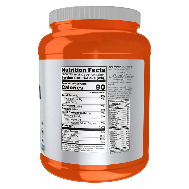 NOW Foods Soy Protein Isolate Unflavored Powder 2 lbs. - DailyVita