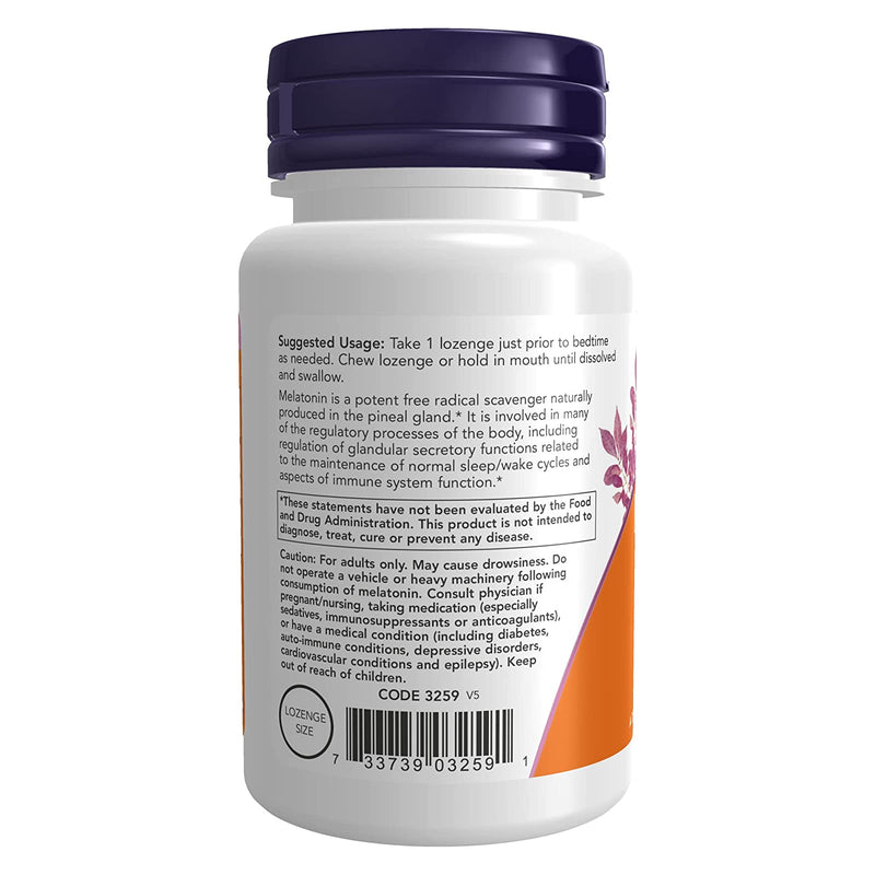 NOW Foods Melatonin 3 mg Chewable 180 Lozenges - DailyVita