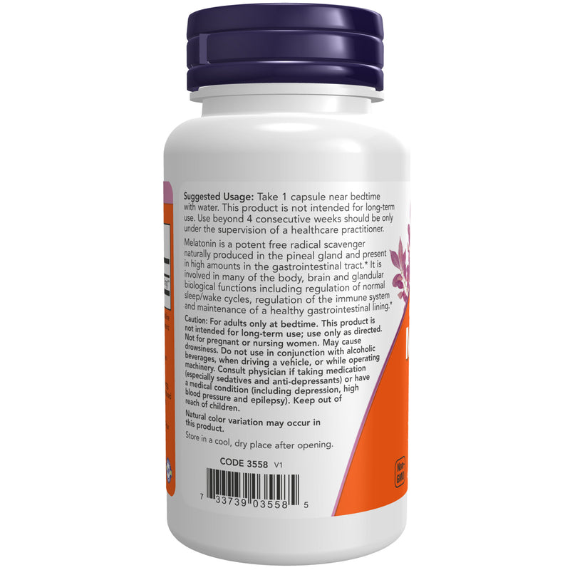 NOW Foods Melatonin Maximum Strength 20 mg 90 Veg Capsules - DailyVita