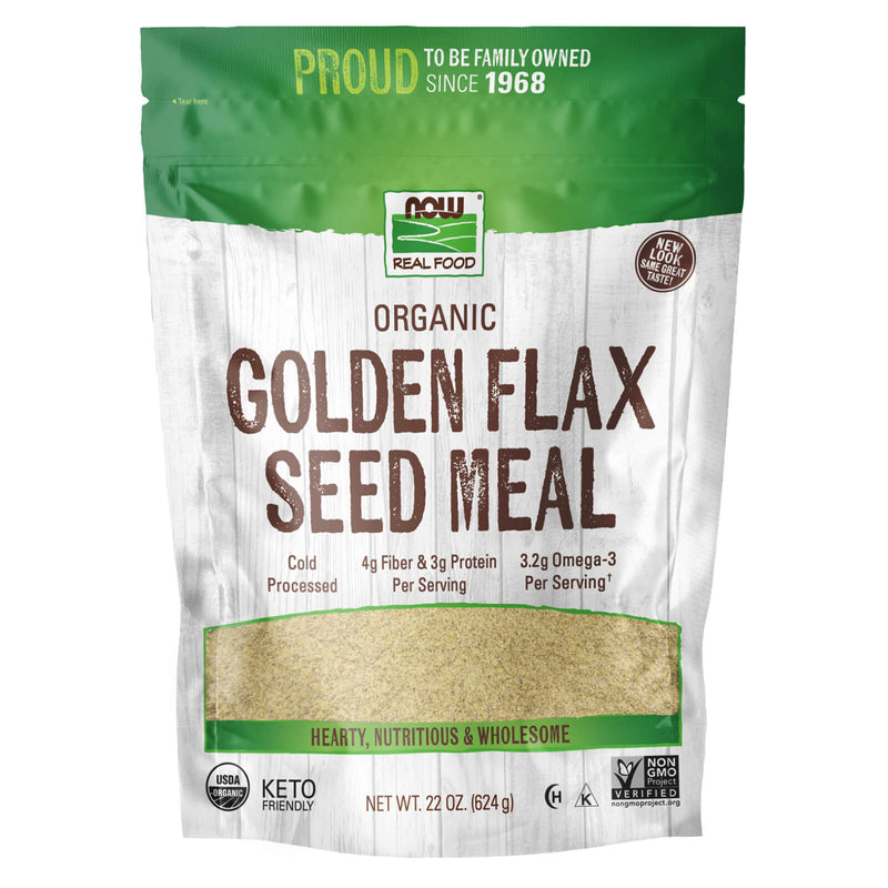 NOW Foods Golden Flax Seed Meal Organic 22 oz - DailyVita