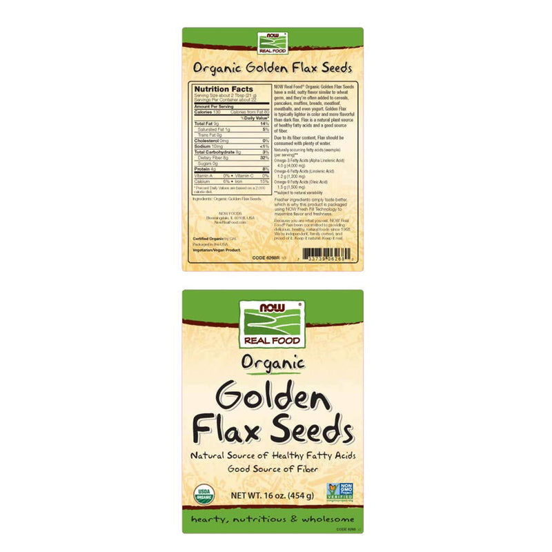 NOW Foods Golden Flax Seeds Organic 16 oz - DailyVita