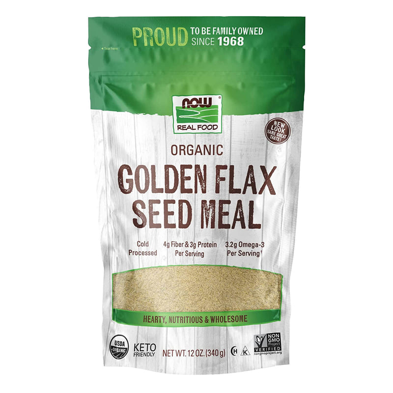 NOW Foods Golden Flax Seed Meal Organic 12 oz - DailyVita