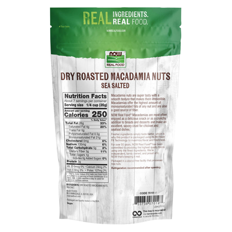 NOW Foods Macadamia Nuts Dry Roasted & Salted 9 oz - DailyVita