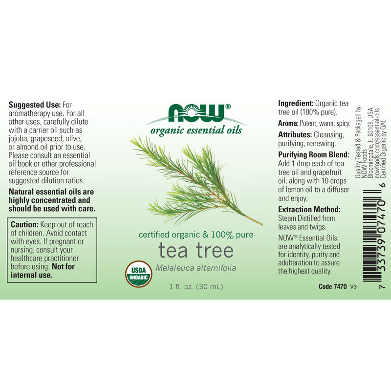 NOW Foods Tea Tree Oil Organic 1 fl oz - DailyVita