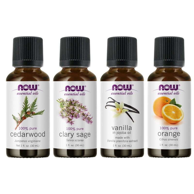 NOW Foods Essential Oil Bundle: Sweet Romance (Cedarwood Clary Sage Orange Vanilla) - DailyVita