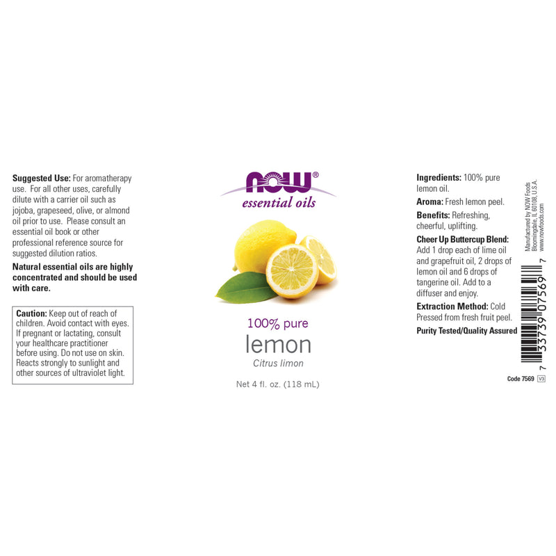 NOW Foods Lemon Oil 4 fl oz - DailyVita