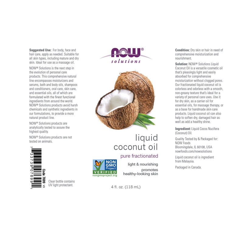 NOW Foods Liquid Coconut Oil 4 fl oz - DailyVita