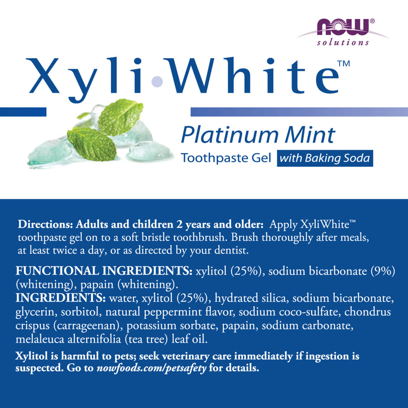 NOW Foods Xyliwhite Platinum Mint Toothpaste Gel with Baking Soda 6.4 oz - DailyVita