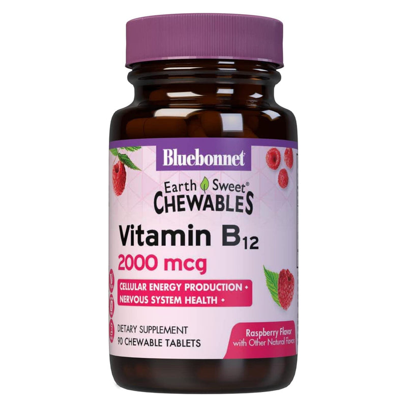 Bluebonnet Earthsweet Chewables Vitamin B-12 2000 mcg Raspberry 90 Tablets - DailyVita
