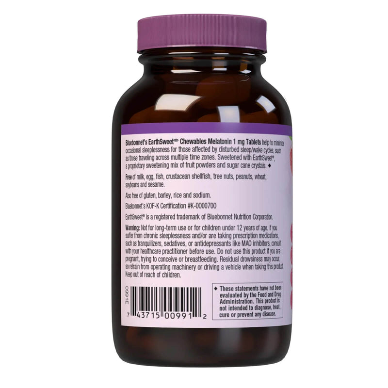 Bluebonnet Earthsweet Chewables Melatonin 1 mg Raspberry 120 Chewable - DailyVita