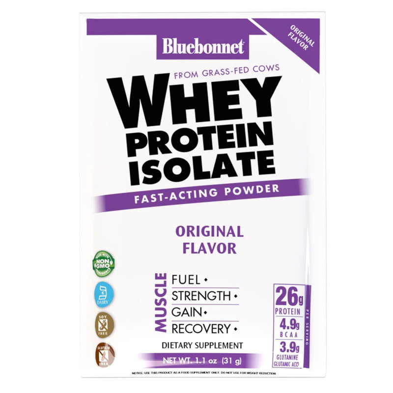 Bluebonnet Whey Protein Isolate Powder Original 8 Pack Box - DailyVita