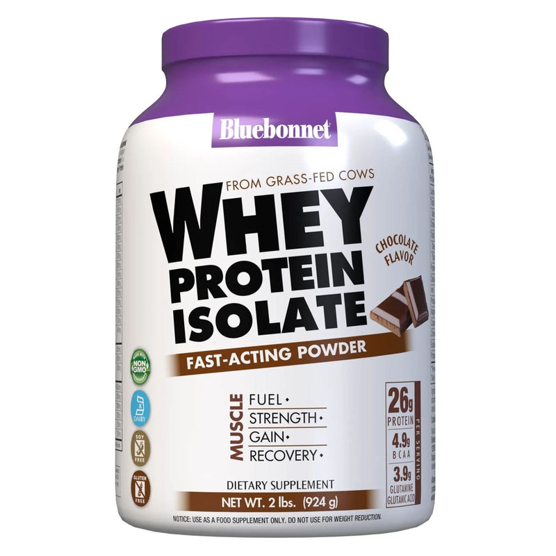 Bluebonnet Whey Protein Isolate Powder Chocolate 2 lbs - DailyVita