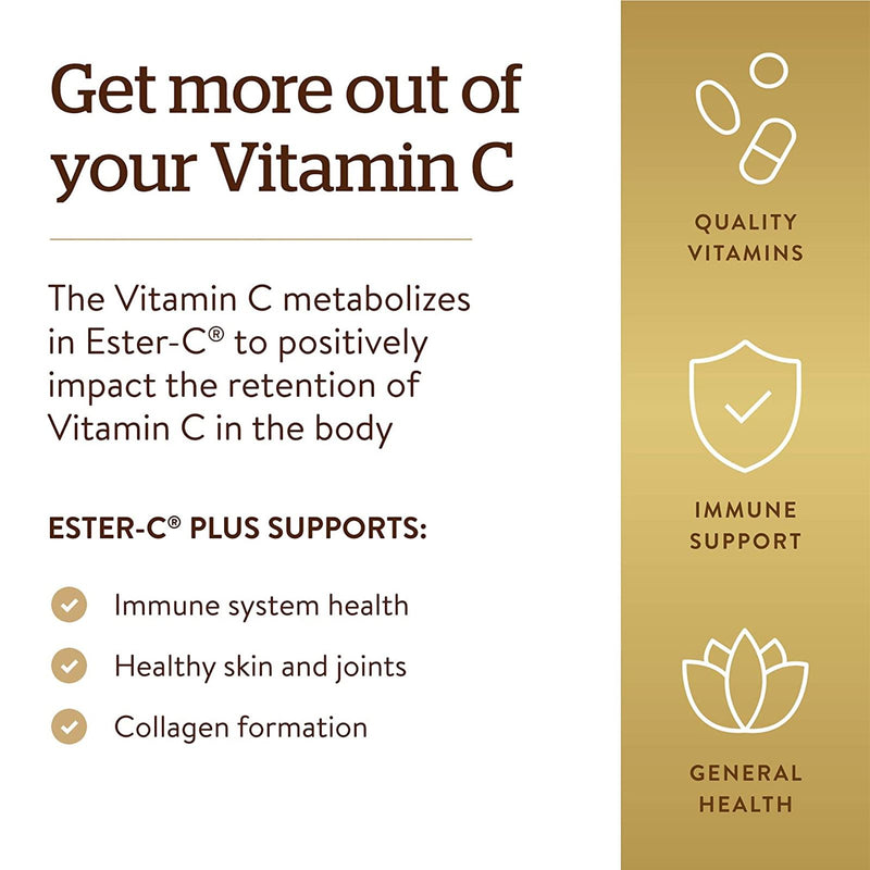 Solgar Ester-C Plus 500 mg Vitamin C (Ester-C Ascorbate Complex) 100 Vegetable Capsules - DailyVita