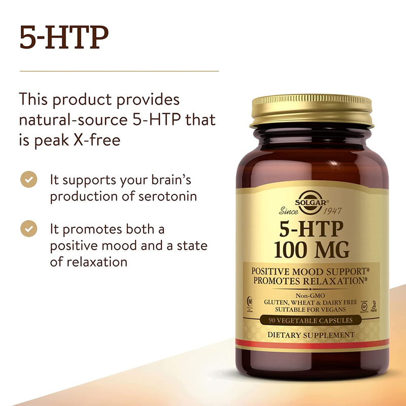 Solgar 5-HTP 100 mg 90 Vegetable Capsules - DailyVita