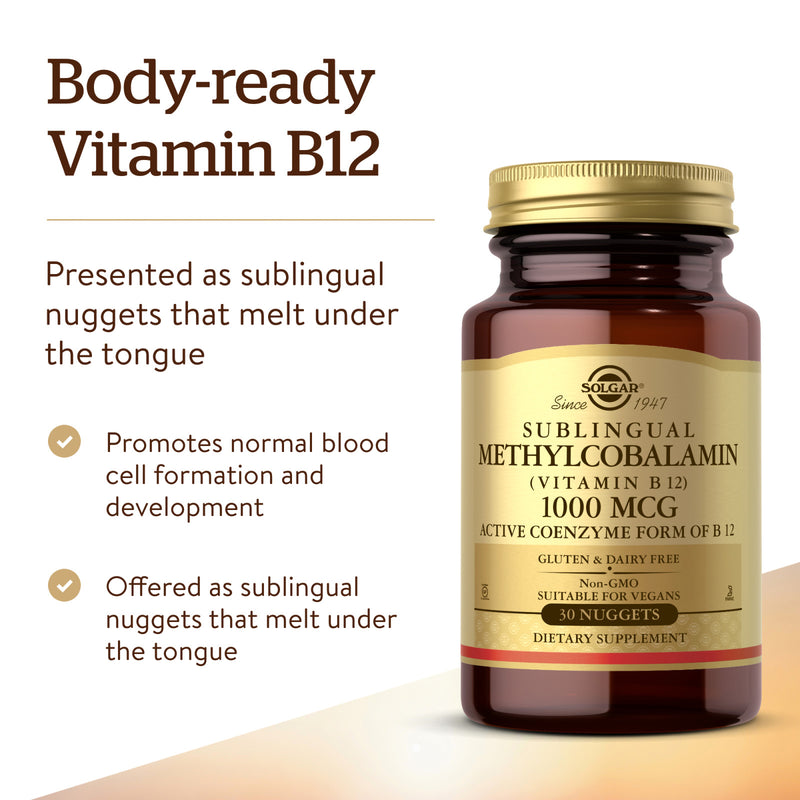 Solgar Methylcobalamin (Vitamin B12) 1000 mcg 30 Nuggets - DailyVita