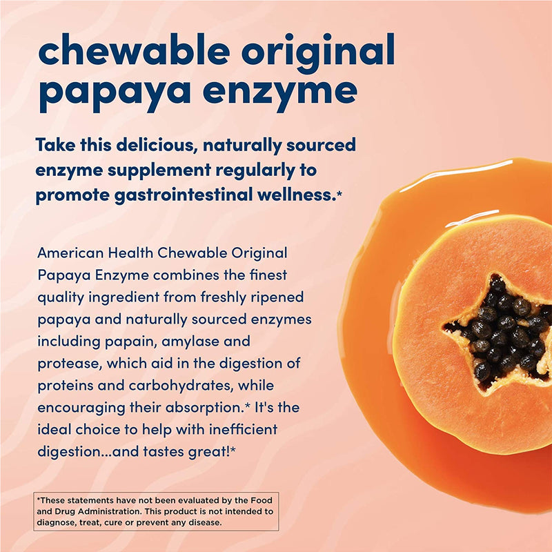 American Health Chewable Original Papaya Enzyme 250 Tablets - DailyVita