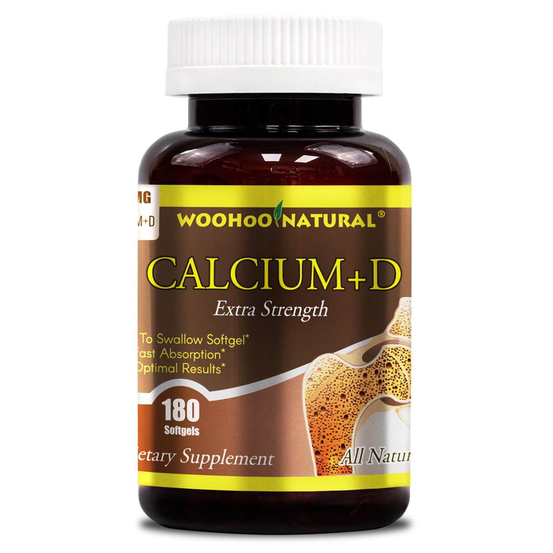 WooHoo Natural Calcium with Vitamin D Extra Strength 600 mg 180 Softgels - DailyVita