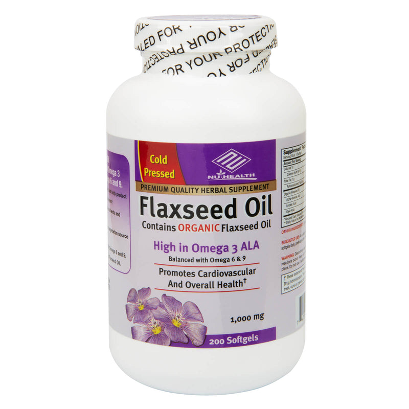 NuHealth Organic Flaxseed Oil 1000 mg 200 Softgels - DailyVita