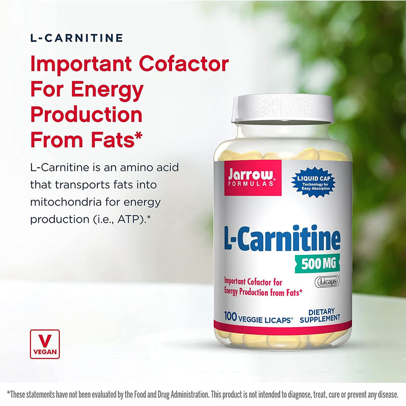 CLEARANCE! Jarrow Formulas L-Carnitine 500 500 mg 100 Veggie Licaps, BEST BY 04/2024 - DailyVita