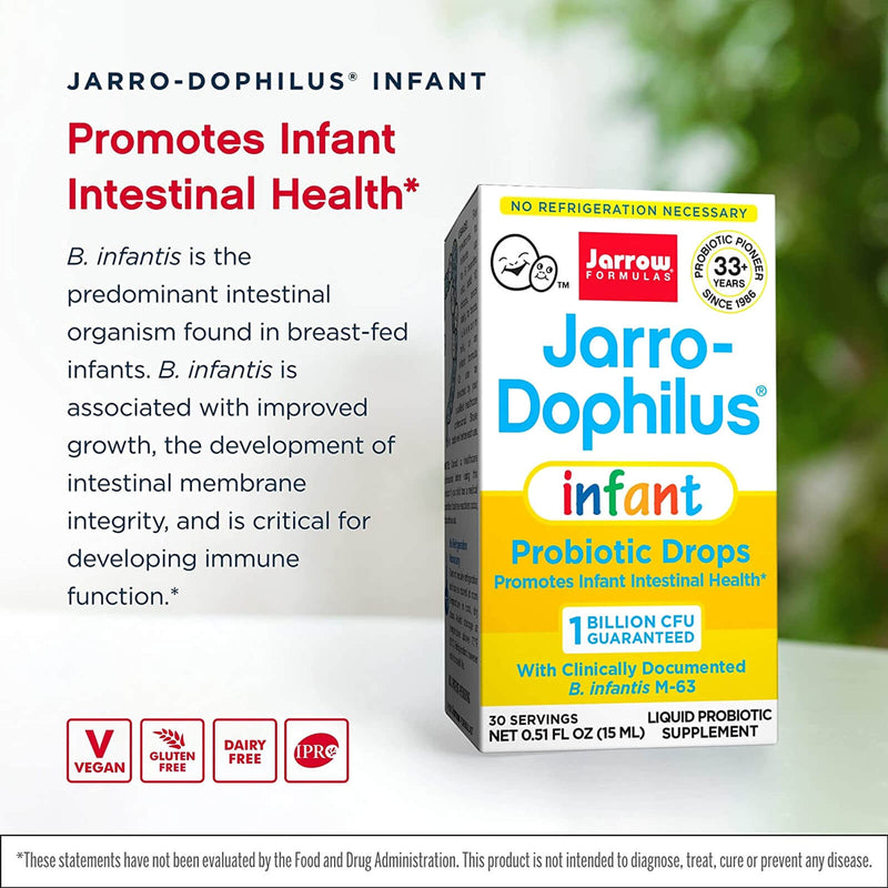 CLEARANCE! Jarrow Formulas Jarro-Dophilus Infant Probiotics Drops 1 Billion 0.51 fl oz, BEST BY 10/2024