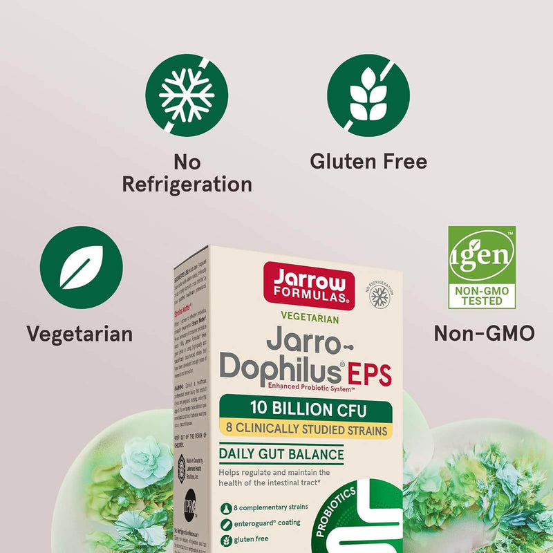 Jarrow Formulas Jarro-Dophilus EPS Digestive Probiotic 10 Billion 60 Enteroguard Veggie Caps - DailyVita