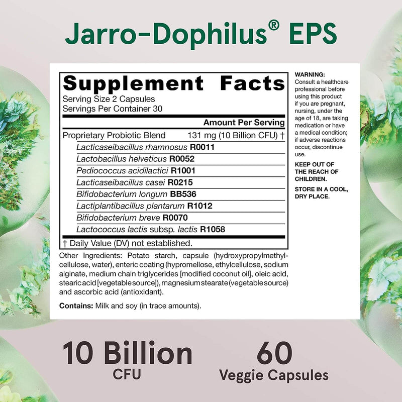 Jarrow Formulas Jarro-Dophilus EPS Digestive Probiotic 10 Billion 60 Enteroguard Veggie Caps - DailyVita