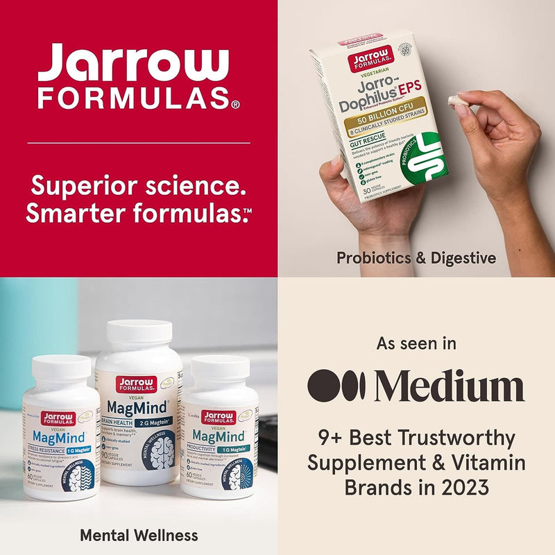 Jarrow Formulas Saccharomyces Boulardii Plus MOS 5 Billion Probiotic + Prebiotic 180 Veggie Capsules - DailyVita
