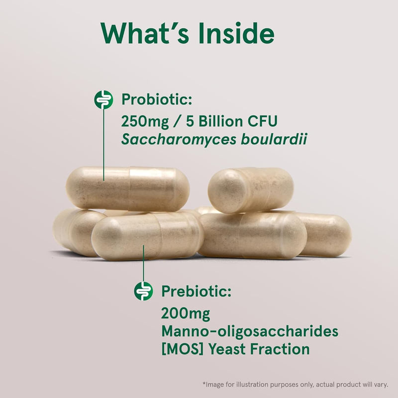Jarrow Formulas Saccharomyces Boulardii Plus MOS 5 Billion Probiotic + Prebiotic 180 Veggie Capsules - DailyVita