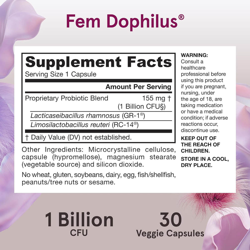 CLEARANCE! Jarrow Formulas Women's Fem Dophilus 1 Billion Organisms Per Serving 30 Veggie Caps, BEST BY 11/2024