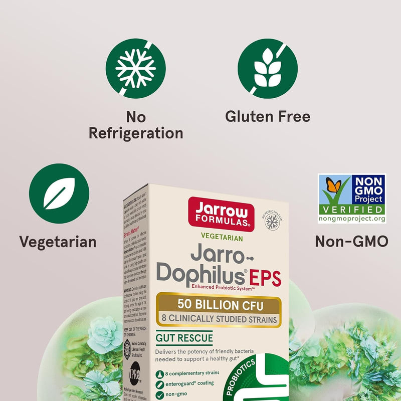 Jarrow Formulas, Jarro-Dophilus EPS, 50 bilhões, 30 cápsulas vegetais Enteroguard
