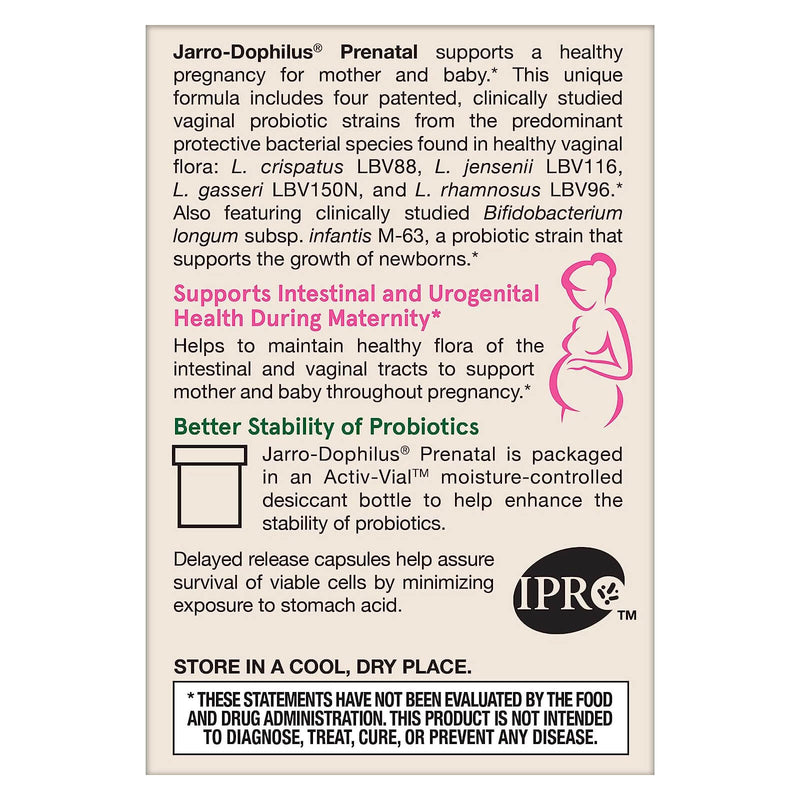 CLEARANCE! Jarrow Formulas Jarro-Dophilus Prenatal 6 Billion 30 Veggie Caps, BEST BY 03/2025