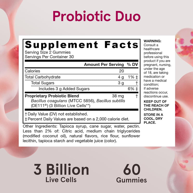 Jarrow Formulas Probiotic Duo Raspberry 3 Billion 60 gummies - DailyVita