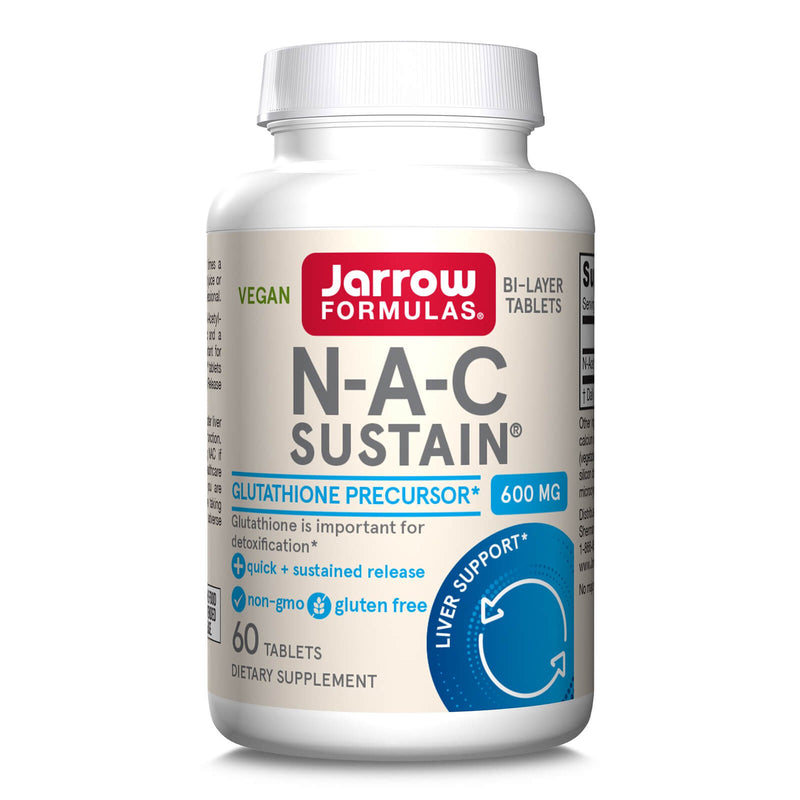 CLEARANCE! Jarrow Formulas N-A-C N-Acytyl-L-Cysteine Sustain 600 mg 60 Tablets, BEST BY 09/2024