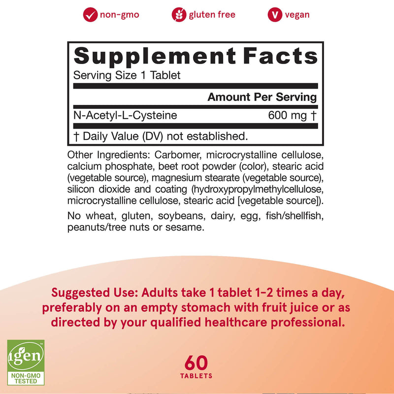 CLEARANCE! Jarrow Formulas N-A-C N-Acytyl-L-Cysteine Sustain 600 mg 60 Tablets, BEST BY 09/2024