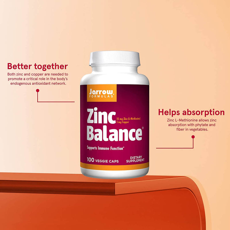 CLEARANCE! Jarrow Formulas Zinc Balance 100 Veggie Caps, BEST BY 01/2025