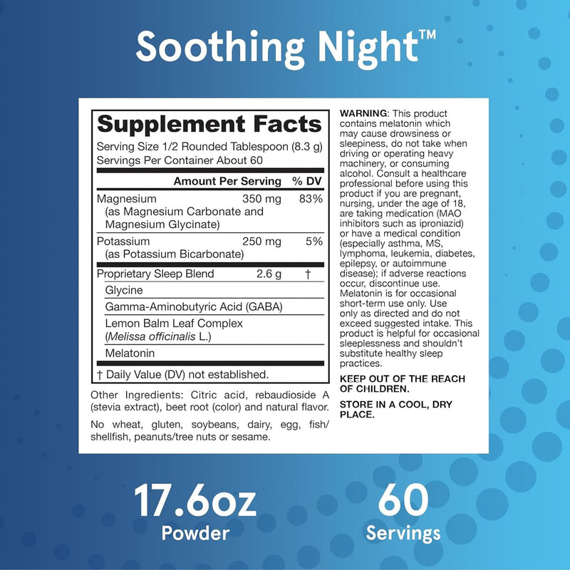 Jarrow Formulas Soothing Night Magnesium Supplement Powder Cherry Flavor 17.6 Oz - DailyVita