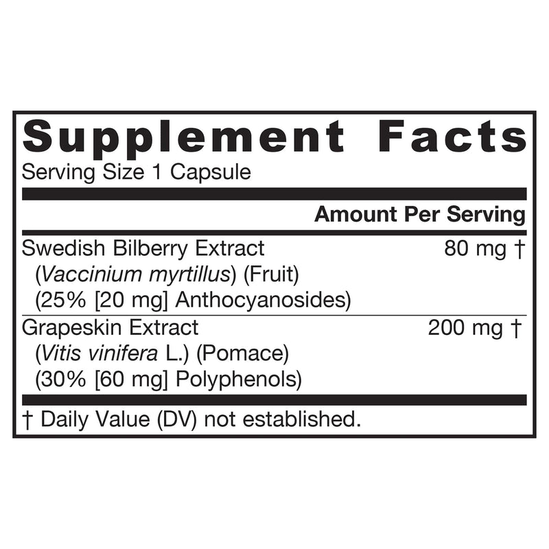 Jarrow Formulas Bilberry + Grapeskin Polyphenols 120 Veggie Caps - DailyVita