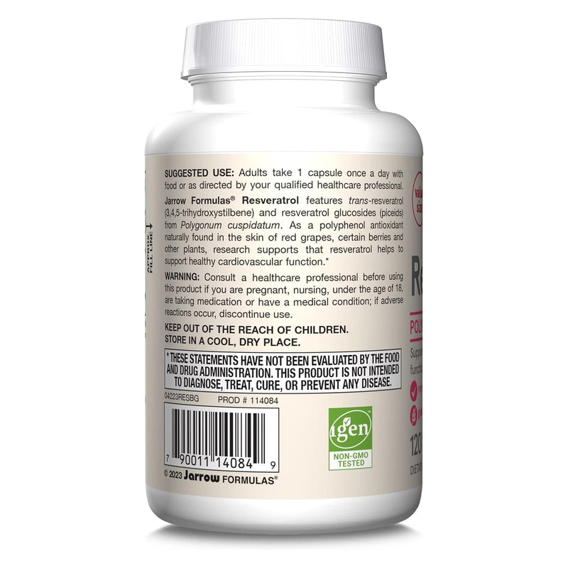 Jarrow Formulas Resveratrol 100 mg 120 Veggie Caps - DailyVita