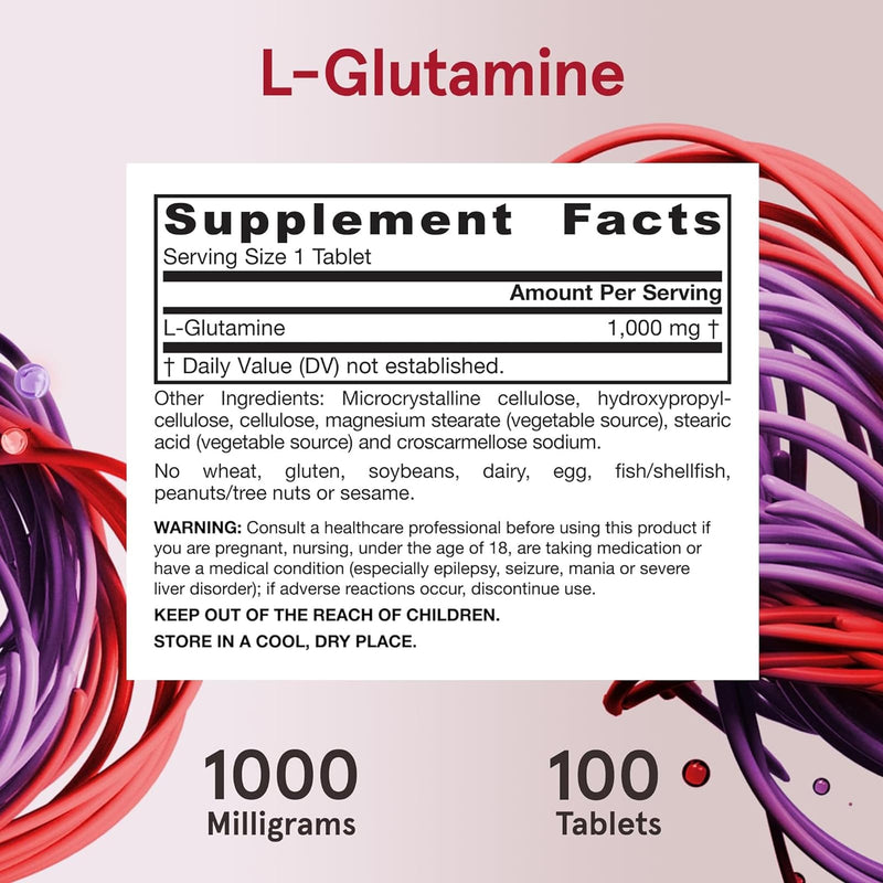 Jarrow Formulas L-Glutamine 1000 mg 100 Tablets - DailyVita