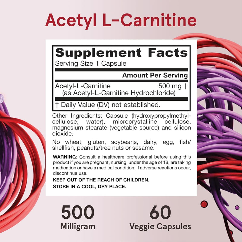 Jarrow Formulas Acetyl L-Carnitine 500 mg 60 Veggie Caps - DailyVita