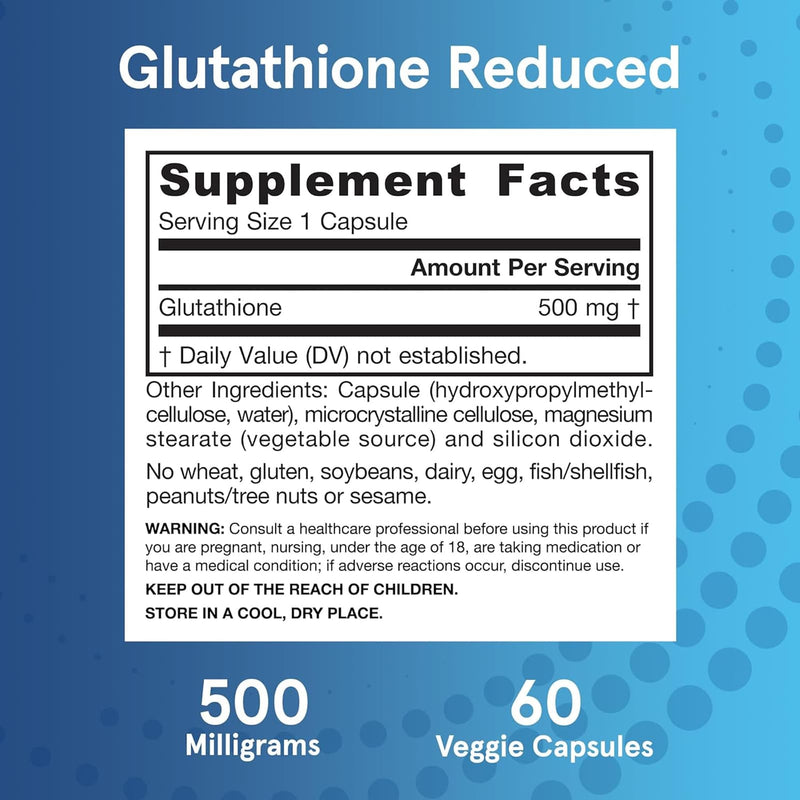Jarrow Formulas Glutathione Reduced 500 mg 60 Veggie Caps - DailyVita